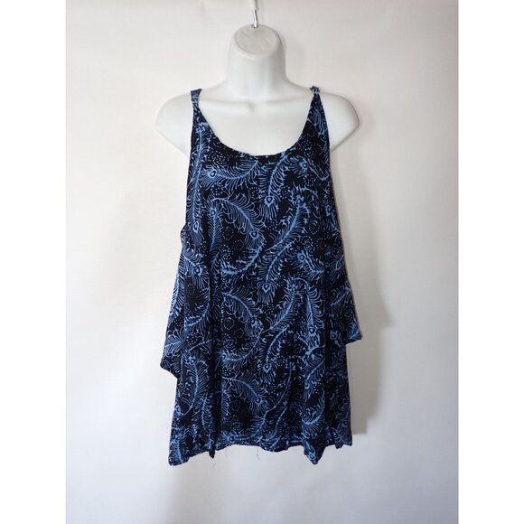 Mexicali Blue Sleeveless Top Women S/M Flowey Tunic Ruffle Tiered Boho Hippie - Picture 5 of 8